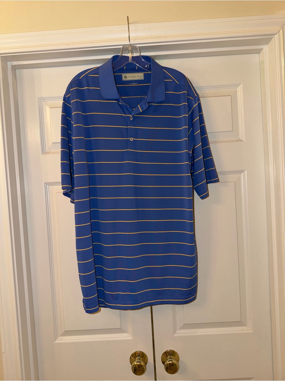 Men's Blue Striped Performance Polo by Donald Ross